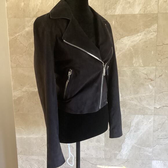 LTH JKT FLO Suede Leather Jacket XS Black Minimalist Punk Biker Moto Grunge $495 - Picture 7 of 13